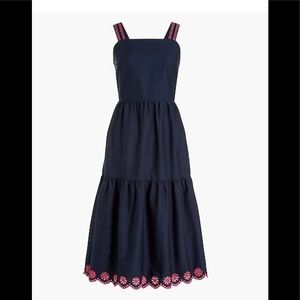 NWT J. Crew Embroidered Scalloped Tiered Dress